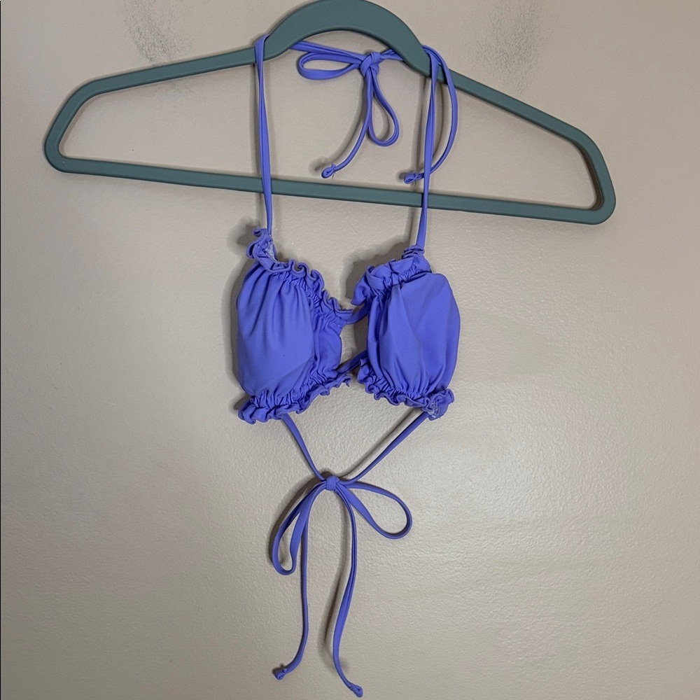 Kids Purple Ruffled Triangle Swim Top